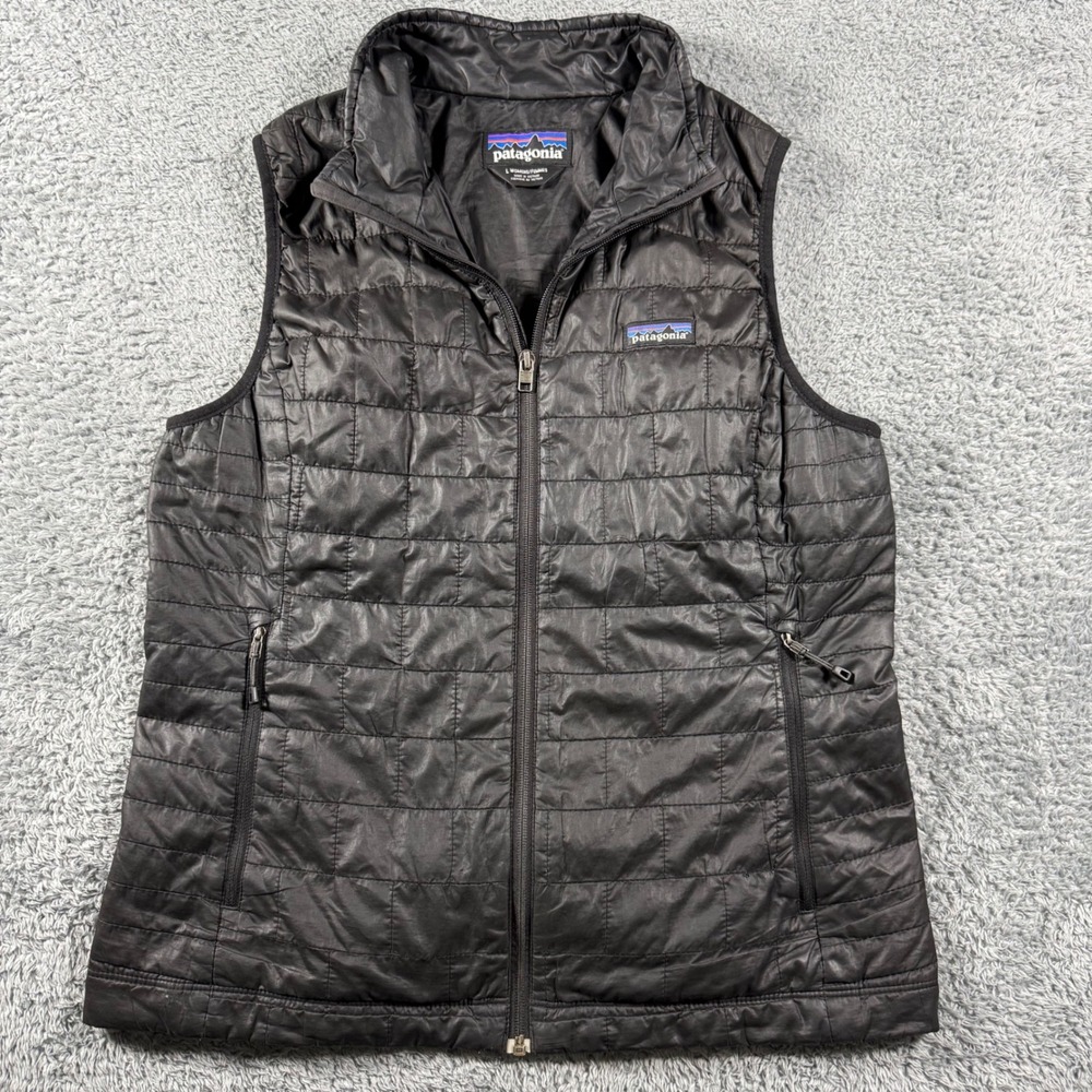 Patagonia Nano Puff Vest Women Large Black Quilted Insulated Primaloft Lightweig